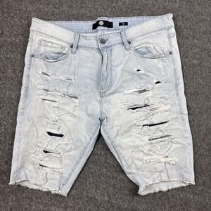 Jordan Craig Shorts Mens Size 38 Blue Distressed Stretch Denim Jeans Shorts Y2K